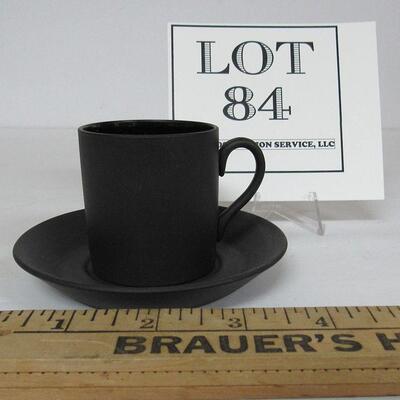 Wedgwood Black Jasperware Undecorated Demitasse Cup and Saucer