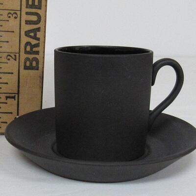 Wedgwood Black Jasperware Undecorated Demitasse Cup and Saucer