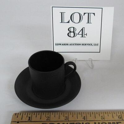 Wedgwood Black Jasperware Undecorated Demitasse Cup and Saucer