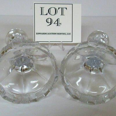 Pair Vintage Clear Glass Candle Holders