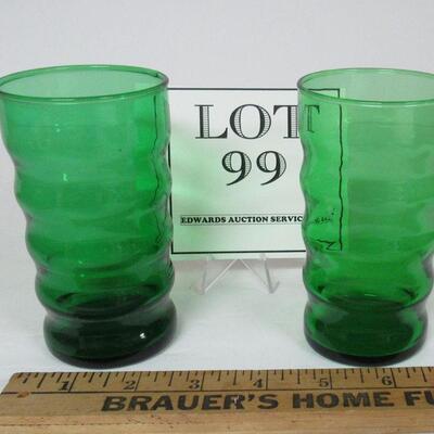 2 Forest Green Ribbed Lemonaid Tumblers