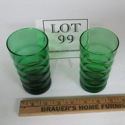 2 Forest Green Ribbed Lemonaid Tumblers