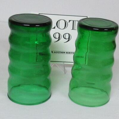 2 Forest Green Ribbed Lemonaid Tumblers