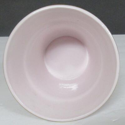 Vintage Lefton Pink Vase With Applied Gold Flowers