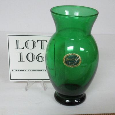 Anchor Hocking Forest Green Vase Original Label