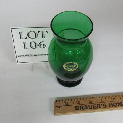 Anchor Hocking Forest Green Vase Original Label