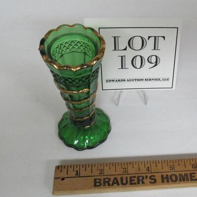 EAPG Glass Bud Vase With Gold Snake Wound Around