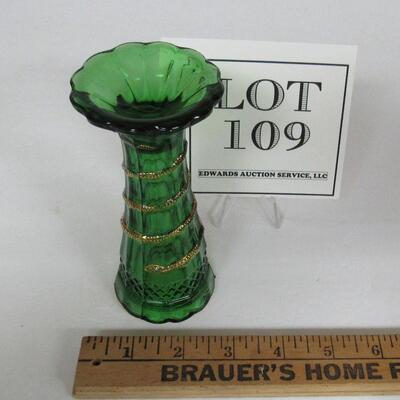 EAPG Glass Bud Vase With Gold Snake Wound Around