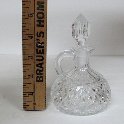 Pressed Glass With Cut Design Cruet with Original Matching Stopper