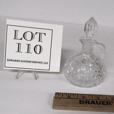 Pressed Glass With Cut Design Cruet with Original Matching Stopper