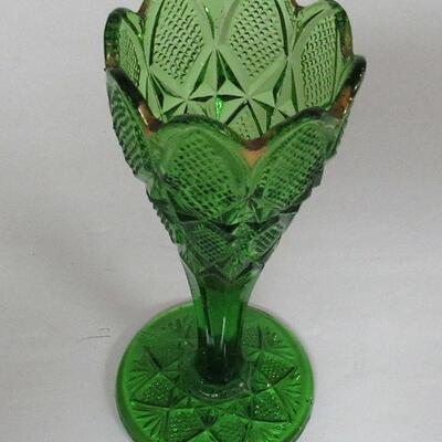 EAPG Green Bud Vase Pennsylvania Pattern US Glass Co