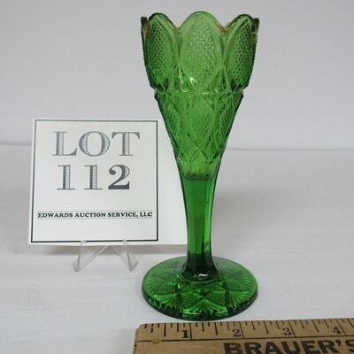 EAPG Green Bud Vase Pennsylvania Pattern US Glass Co