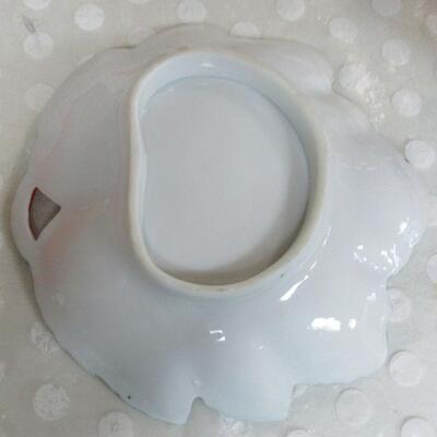 Vintage Giesha Girl Leaf Shaped Bowl With Green Trim