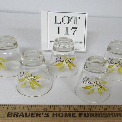 Mid Century Cocktail Glasses Yellow Wheat Design