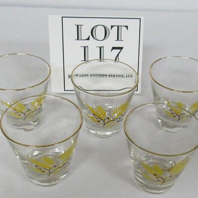 Mid Century Cocktail Glasses Yellow Wheat Design