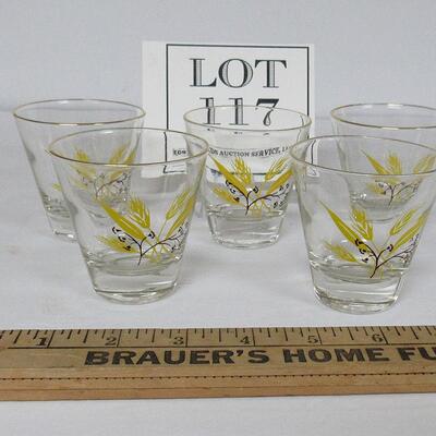 Mid Century Cocktail Glasses Yellow Wheat Design