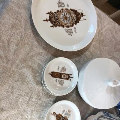 Lot 98 Collectible plates, Chinese soup spoons ceramic, casserole holder.