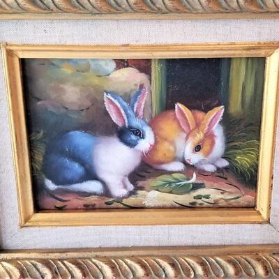Lot #305  Decorative Bunny Painting