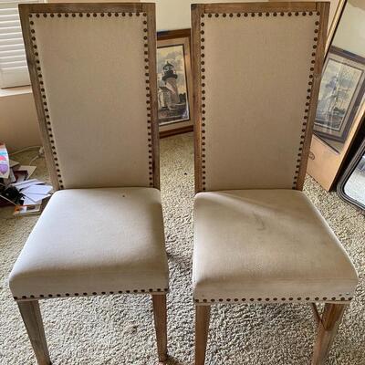 Pair of off white high back chairs