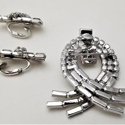 Lot #258  Vintage KRAMER Rhinestone Brooch and Clip Earring Set