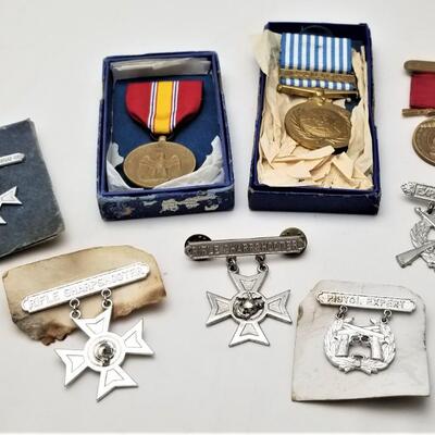 Lot #363  Militaria Medal Lot - Korea, Sharpshooter, Etc