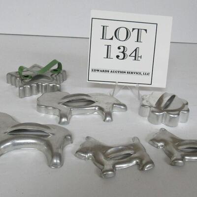 6 Vintage Aluminum Cookie Cutters