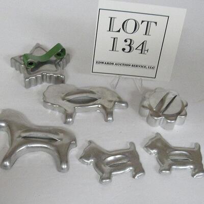 6 Vintage Aluminum Cookie Cutters