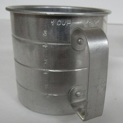 Nice Aluminum Measuring Cup, Red Handle Ricer, Little Silver Plate Cup