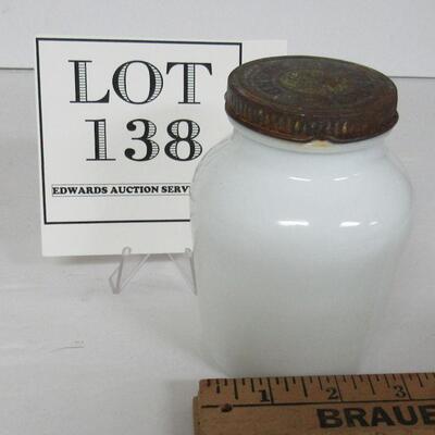 Old Monarch Brand Milk Glass Jar