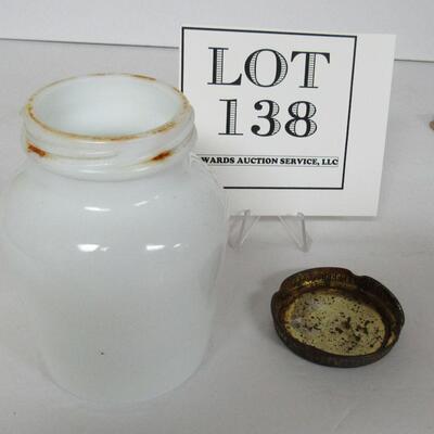 Old Monarch Brand Milk Glass Jar