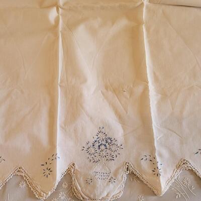 Lot 15: (2) Vintage Needlepoint Pillowcases (Stanford size, has some discoloration)