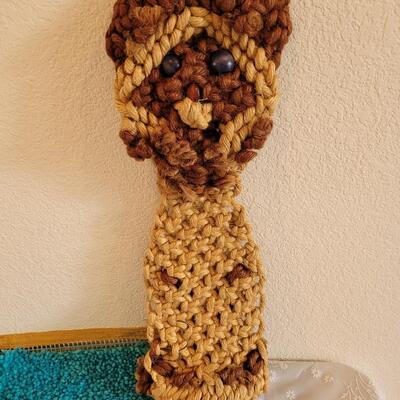Lot 30: Vintage Mid Century Cat Hook & Latch Rug and Macrame Siamese 