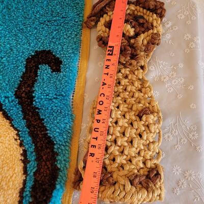 Lot 30: Vintage Mid Century Cat Hook & Latch Rug and Macrame Siamese 