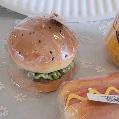 Lot 35: Summer Cookout Large Platter, Tablecloth, Lolita Freezer Mug and Food & Condiments Candles