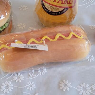 Lot 35: Summer Cookout Large Platter, Tablecloth, Lolita Freezer Mug and Food & Condiments Candles