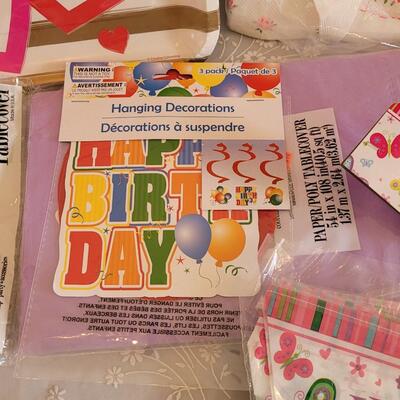 Lot 40: Disposable Tablecloths, Plates, Napkins and Birthday Decorations 