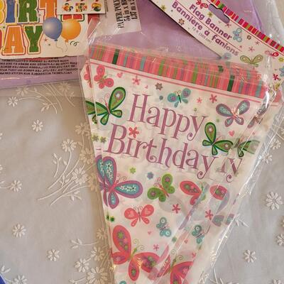 Lot 40: Disposable Tablecloths, Plates, Napkins and Birthday Decorations 
