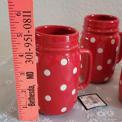 Lot 41: (6) Mason Ceramic Jar Cups and Star Salt & Pepper Shakers 