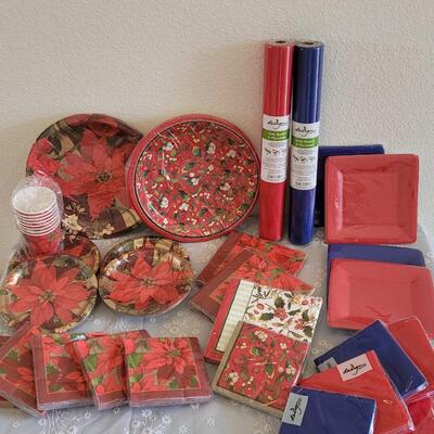 Lot 42: Disposable Cups, Napkins, Plates and Table Runners