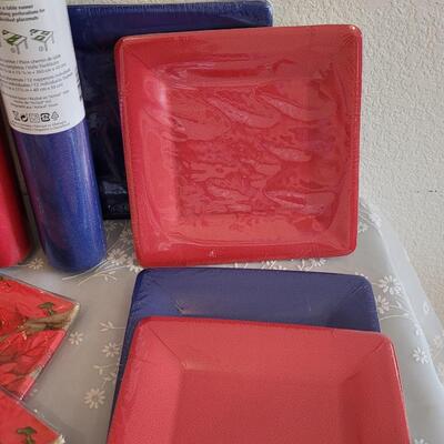 Lot 42: Disposable Cups, Napkins, Plates and Table Runners