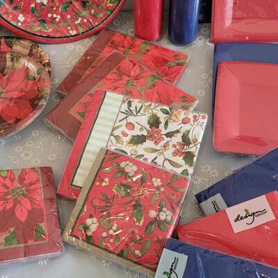 Lot 42: Disposable Cups, Napkins, Plates and Table Runners