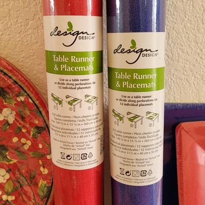 Lot 42: Disposable Cups, Napkins, Plates and Table Runners