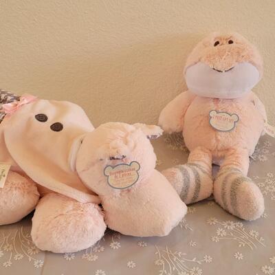 Lot 47: (2) New Pink Baby Plushies with Socks & Bib for Baby
