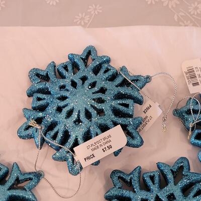 Lot 56: New Blue and Pink Glitter Snowflakes 