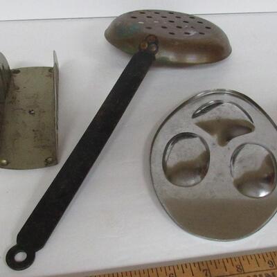 Copper Strainer, Advertising Spoon Rest Tin Advertising Napkin Holder