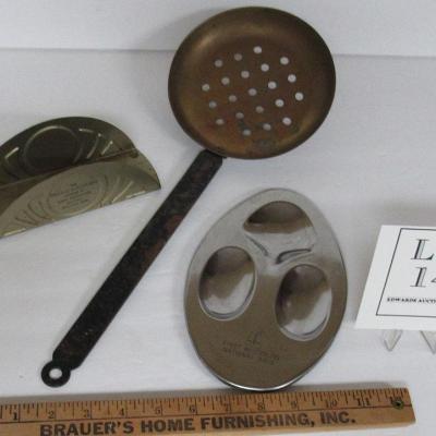 Copper Strainer, Advertising Spoon Rest Tin Advertising Napkin Holder