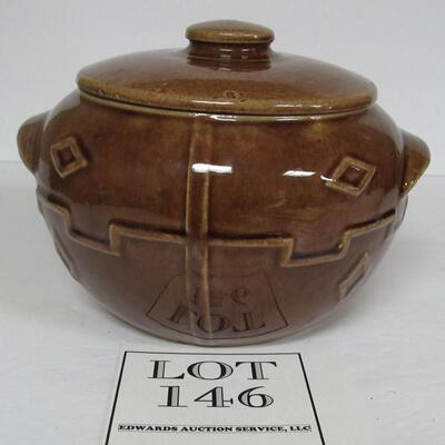 Vintage Brownware Bean Pot Marked USA