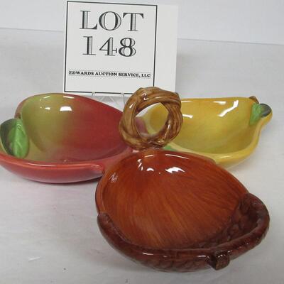 Nice 3 Part Candy or Nut Dish Apple, Pear, Acorn Design