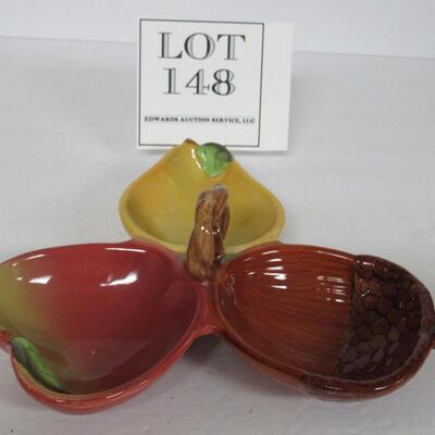 Nice 3 Part Candy or Nut Dish Apple, Pear, Acorn Design