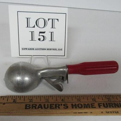 Vintage Red Plastic Handled Ice Cream Scoop